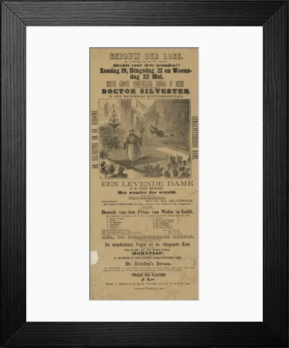 Framed Print : Playbill - magician Doctor Silvester and the levitating lady Framed Print : Playbill - magician Doctor Silvester and the levitating lady