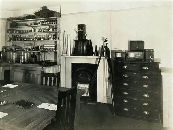 Undated photograph of the corner of the chemical laboratory