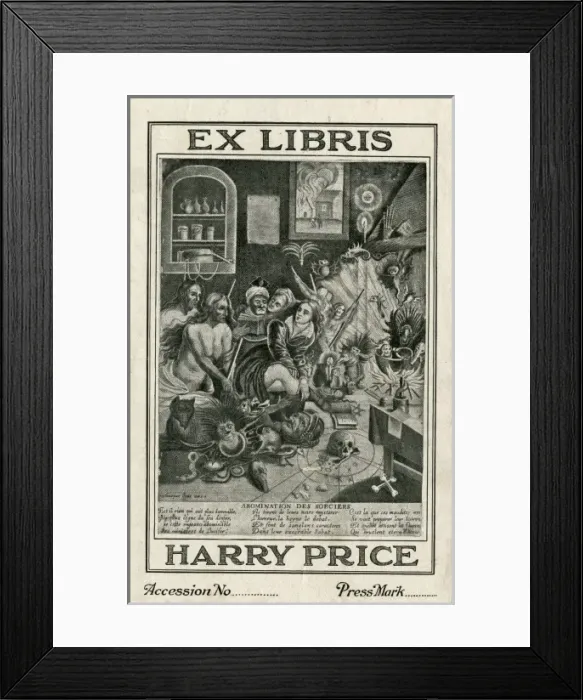 Framed Print : Book plate used by Harry Price