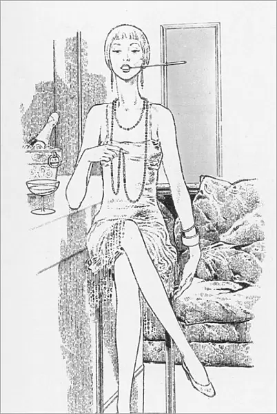 Twenties flapper girl sitting at a cocktail bar