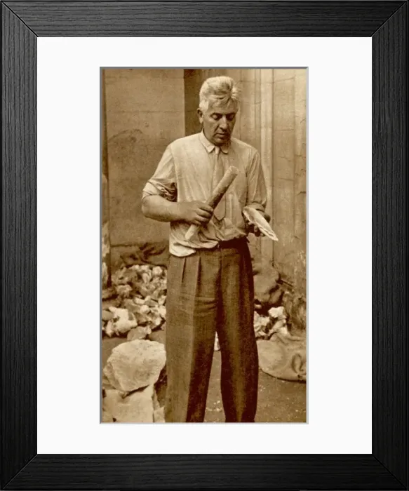 Framed Print : M. Leon Coutier finishing a hand-axe of Acheulean type Framed Print : M. Leon Coutier finishing a hand-axe of Acheulean type