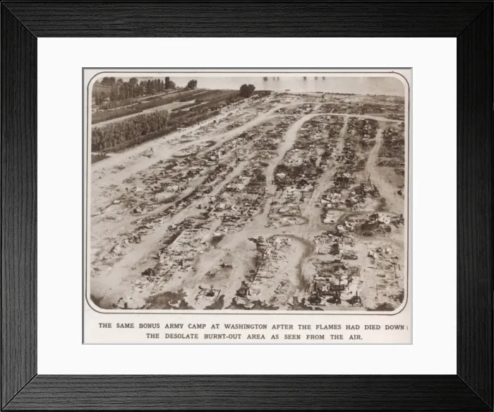 Framed Print : The Bonus Army: the aftermath of the fire Framed Print : The Bonus Army: the aftermath of the fire
