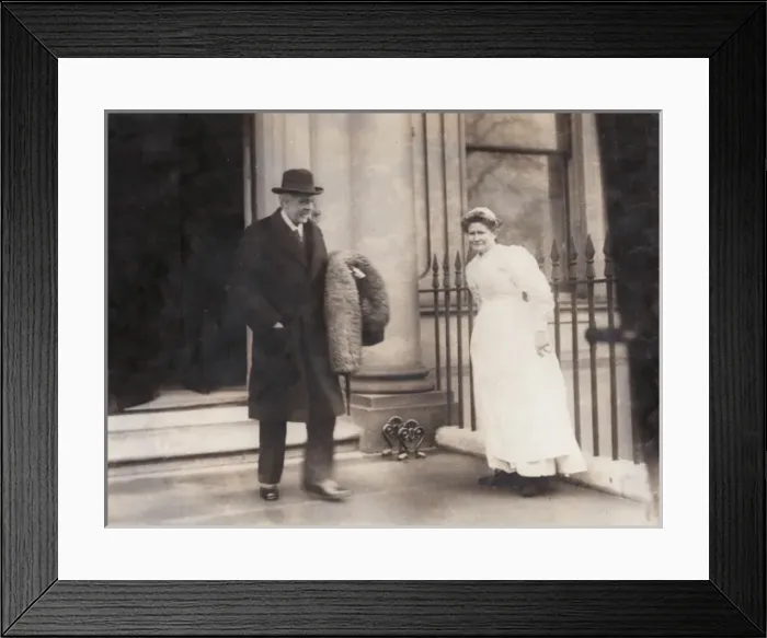 Framed Print : Arthur Balfour leaving his London house Framed Print : Arthur Balfour leaving his London house