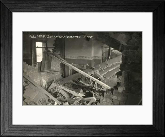 Framed Print : Fire Damage at Union Workhouse, Knighton, Radnorshire Framed Print : Fire Damage at Union Workhouse, Knighton, Radnorshire