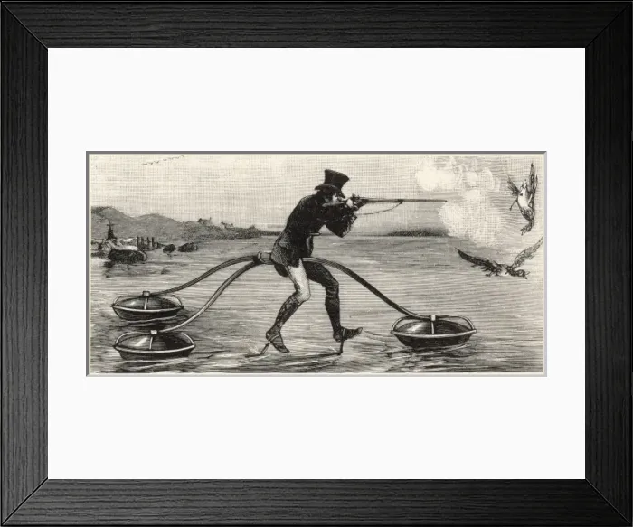 Framed Print : Shooting birds from floating cycle Framed Print : Shooting birds from floating cycle