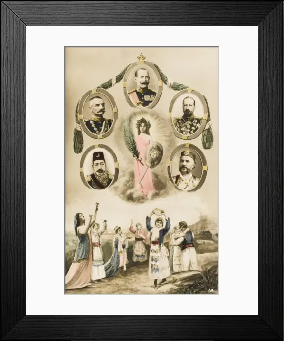 Framed Print : Sultan Mehmed V Reshad of Turkey & Balkan leaders