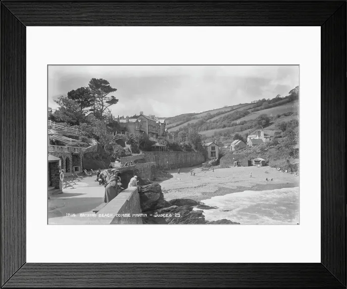 Framed Print : Bathing Beach at Combe Martin Framed Print : Bathing Beach at Combe Martin