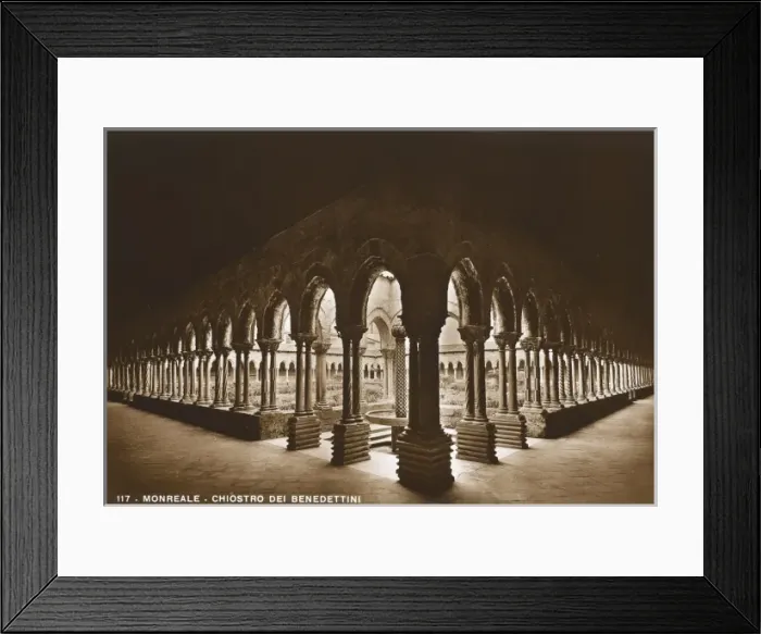 Framed Print : Ornate Norman cloister - Cathedral of Monreale, Sicily Framed Print : Ornate Norman cloister - Cathedral of Monreale, Sicily