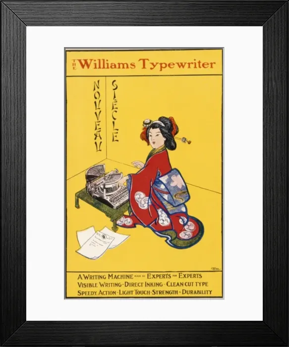 Framed Print : Poster advertising the Williams Typewriter Framed Print : Poster advertising the Williams Typewriter