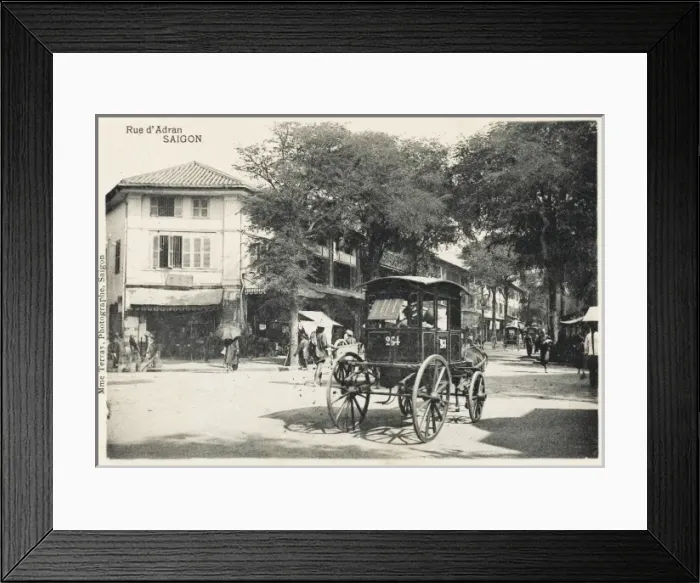 Framed Print : Adran Street - Saigon with horse cab Framed Print : Adran Street - Saigon with horse cab