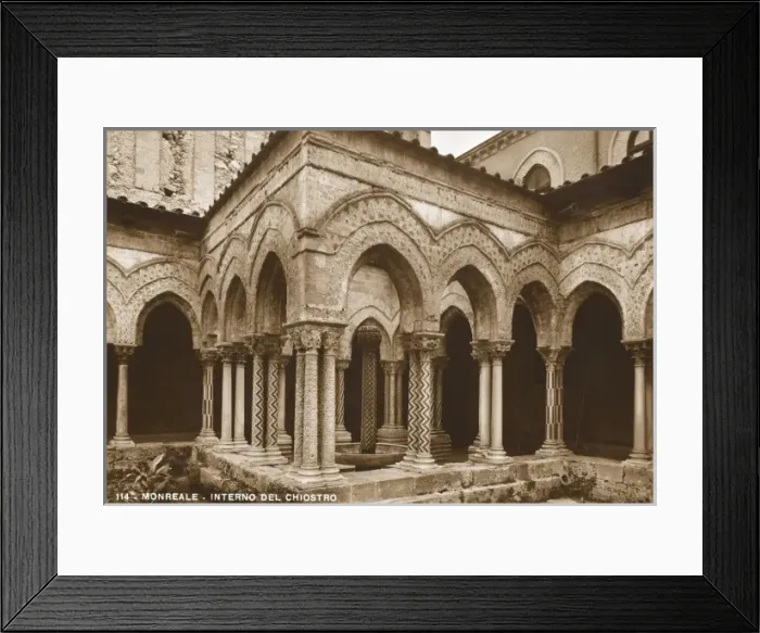 Framed Print : Ornate Norman cloister - Cathedral of Monreale, Sicily Framed Print : Ornate Norman cloister - Cathedral of Monreale, Sicily