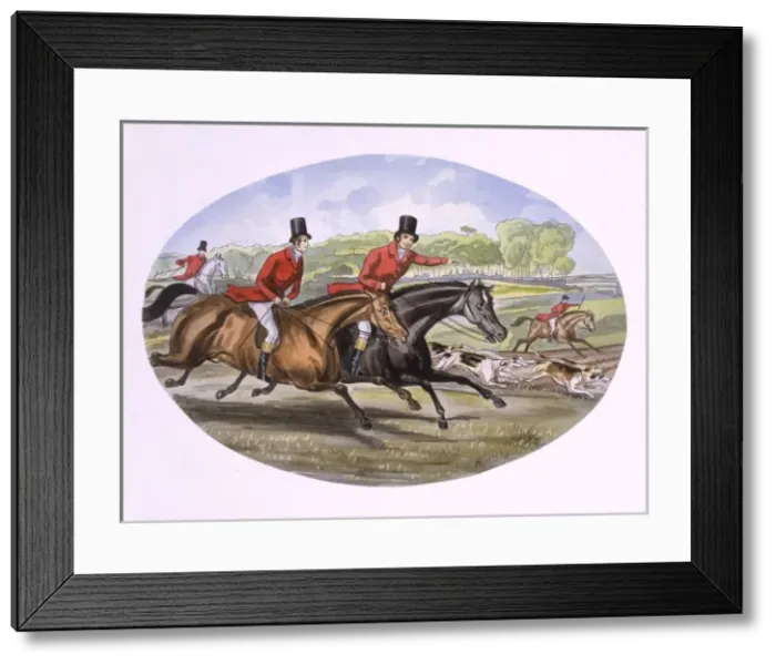 Framed Print : Hunting with hounds in the early 19th century Framed Print : Hunting with hounds in the early 19th century