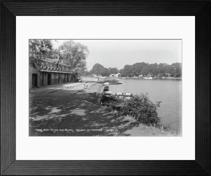 Framed Print : Boathouse and River Scene Framed Print : Boathouse and River Scene
