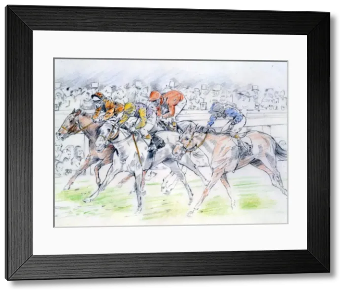 Framed Print : Horseracing scene Framed Print : Horseracing scene