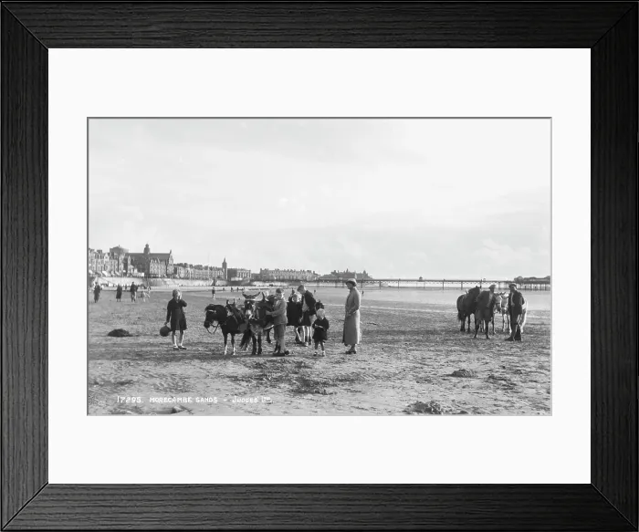 Framed Print : Children and Horses at Morecambe Sands Framed Print : Children and Horses at Morecambe Sands