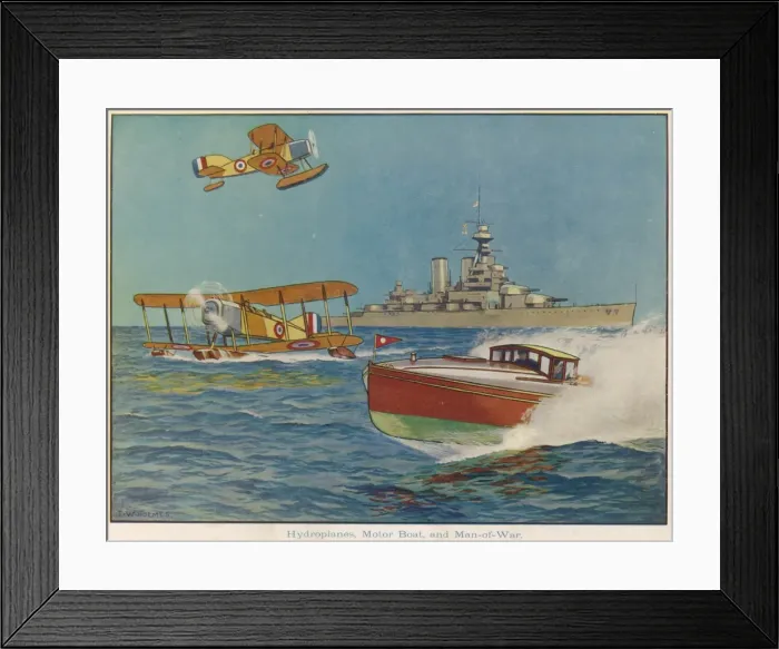 Framed Print : Hydroplanes, motor boat, and man-of-war Framed Print : Hydroplanes, motor boat, and man-of-war
