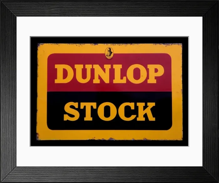 Framed Print : Enamel sign for Dunlop Stock Framed Print : Enamel sign for Dunlop Stock