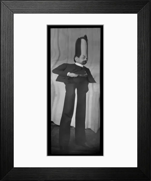 Framed Print : Fancy portrait of a man in a distorting mirror Framed Print : Fancy portrait of a man in a distorting mirror