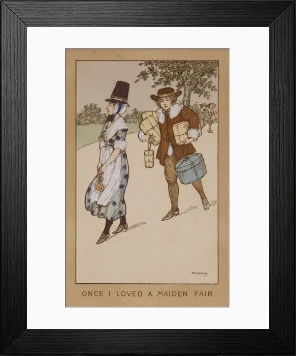 Framed Print : Carrying his ladys luggage by Florence Hardy Framed Print : Carrying his ladys luggage by Florence Hardy