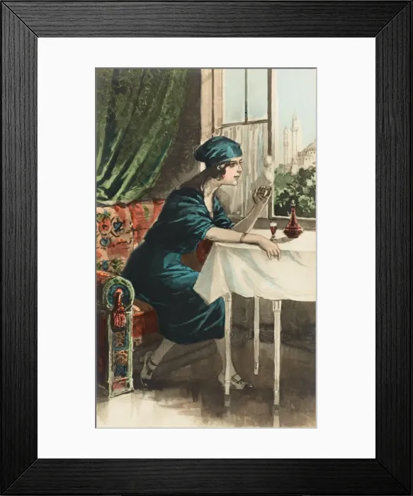 Framed Print : Turkish girl sitting in a Turkish cafe Framed Print : Turkish girl sitting in a Turkish cafe