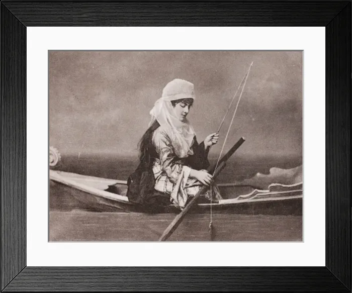 Framed Print : Turkish woman fishing Framed Print : Turkish woman fishing