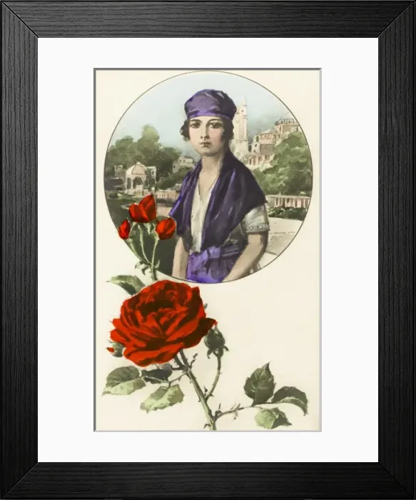 Framed Print : Turkish girl and red rose - Istanbul Framed Print : Turkish girl and red rose - Istanbul