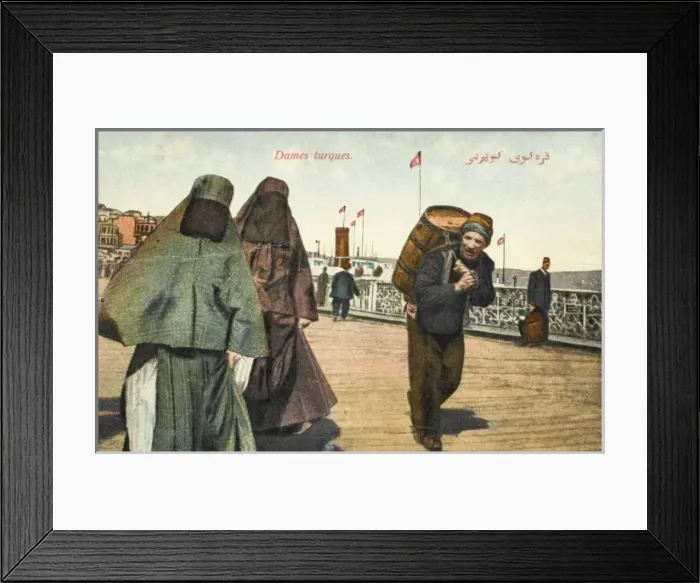Framed Print : Two women with full veils on the Galata Bridge Framed Print : Two women with full veils on the Galata Bridge