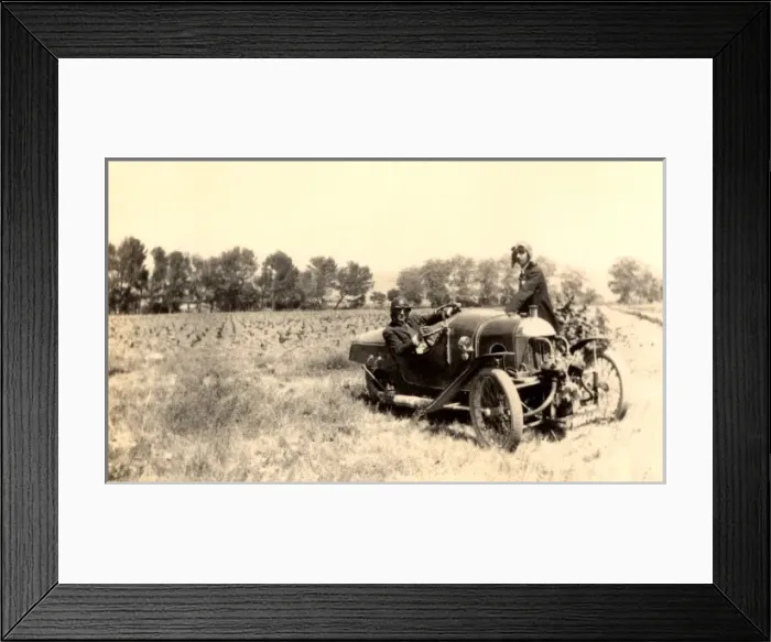 Framed Print : Three-wheeled sports car in the country Framed Print : Three-wheeled sports car in the country