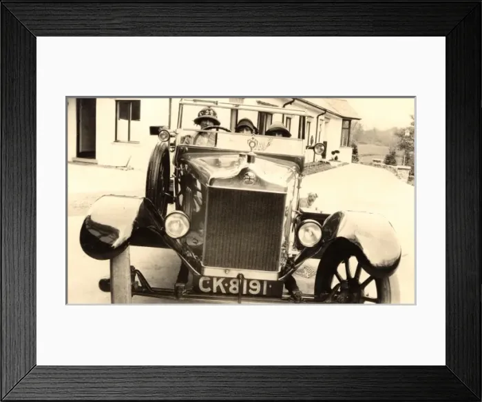 Framed Print : Family in a fine open-top sports car Framed Print : Family in a fine open-top sports car