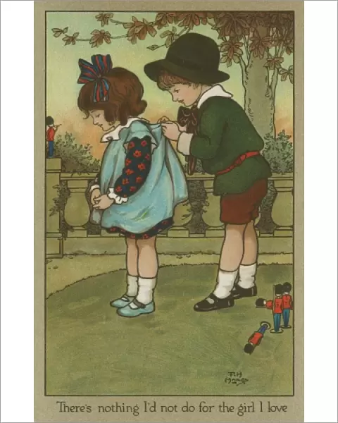 Boy ties his loves pinafore by Florence Hardy