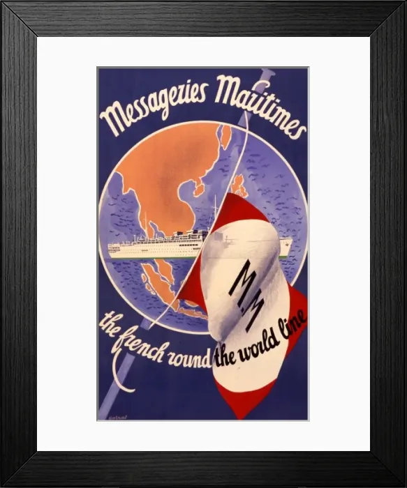 Framed Print : Messageries Maritimes poster Framed Print : Messageries Maritimes poster