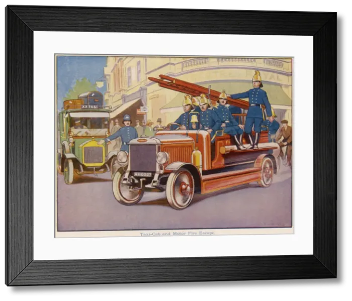 Framed Print : Taxi Cab and Motor Fire Escape Framed Print : Taxi Cab and Motor Fire Escape