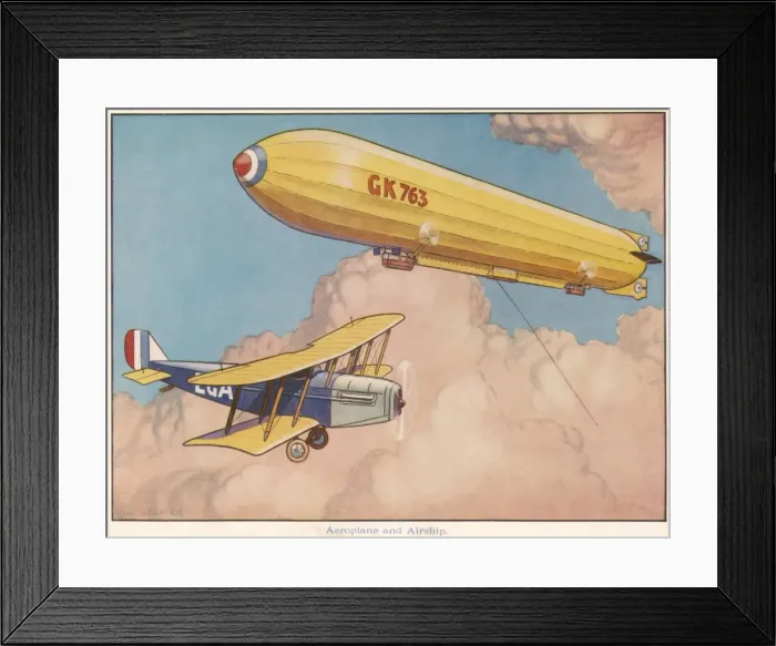 Framed Print : Aeroplane and airship Framed Print : Aeroplane and airship