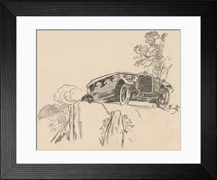 Framed Print : Car turning a hairpin bend Framed Print : Car turning a hairpin bend