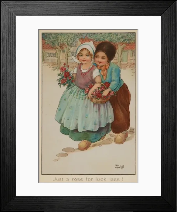 Framed Print : Just a Rose for Luck Lass! by Florence Hardy Framed Print : Just a Rose for Luck Lass! by Florence Hardy
