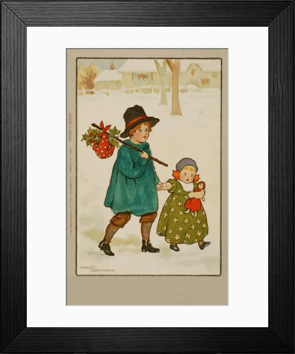 Framed Print : Children in the snow by Ethel Parkinson Framed Print : Children in the snow by Ethel Parkinson