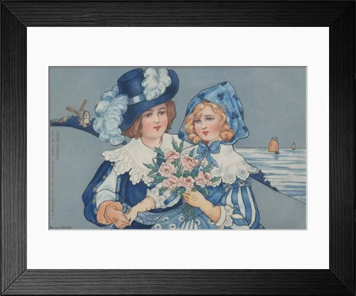Framed Print : The Blue Couple by the Sea Framed Print : The Blue Couple by the Sea