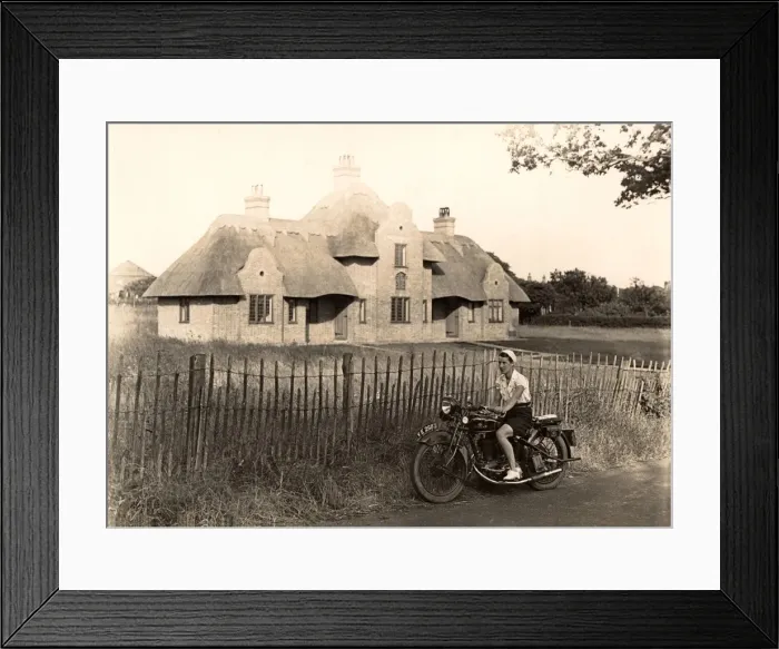 Framed Print : Sunbeam motorcycle, Norfolk Broads, 1933 Framed Print : Sunbeam motorcycle, Norfolk Broads, 1933