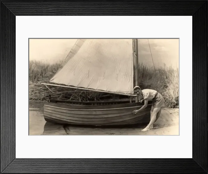 Framed Print : Woman washing down boat Framed Print : Woman washing down boat