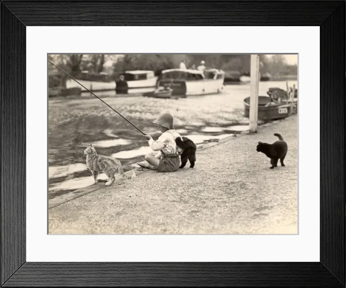 Framed Print : Boy fishing at Beccles, Norfolk Framed Print : Boy fishing at Beccles, Norfolk