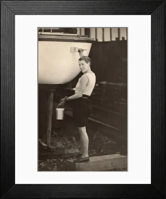 Framed Print : Painting a boat, 1933