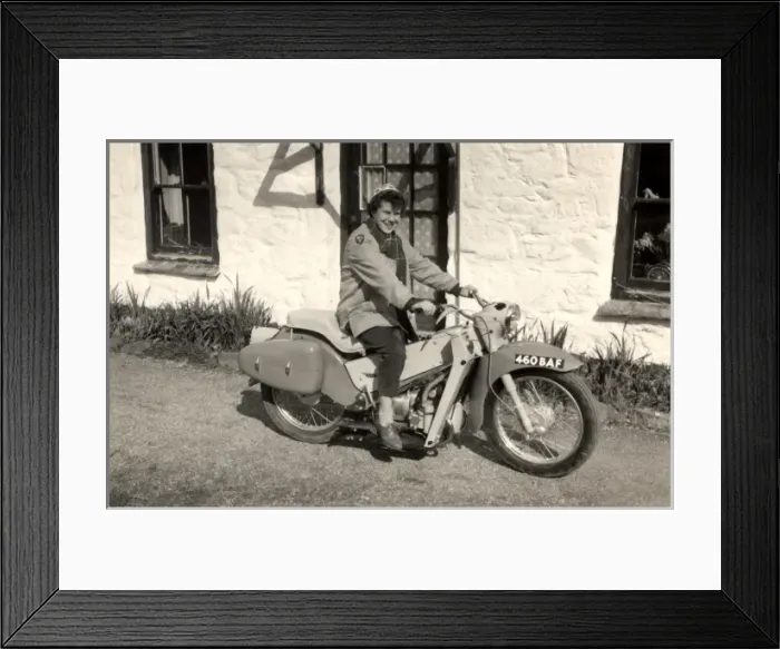 Framed Print : Woman and motorcycle Framed Print : Woman and motorcycle