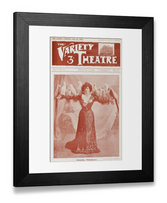 Framed Print : Variety Theatre, Madame Marzella with her birds Framed Print : Variety Theatre, Madame Marzella with her birds