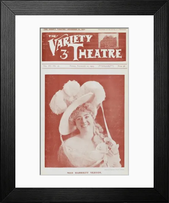 Framed Print : Variety Theatre, Miss Harriette Vernon Framed Print : Variety Theatre, Miss Harriette Vernon