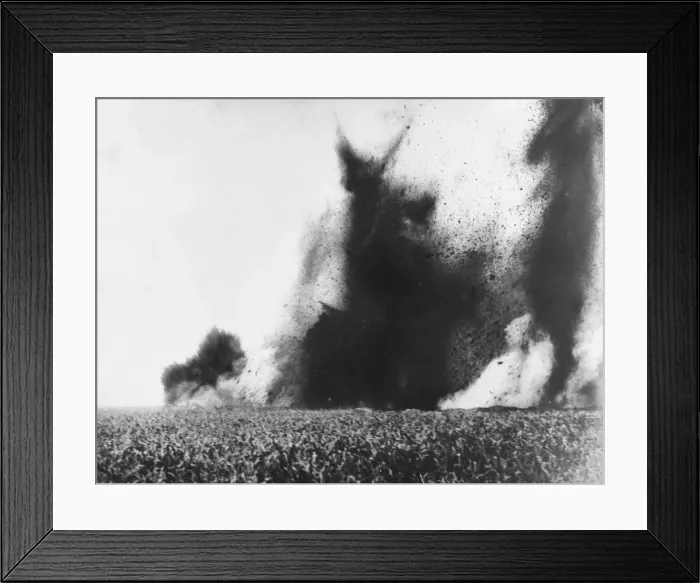 Framed Print : Mine exploding 1917 Framed Print : Mine exploding 1917