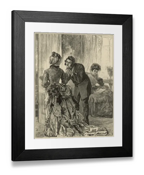 Framed Print : A gentleman about to kiss a ladys hand Framed Print : A gentleman about to kiss a ladys hand
