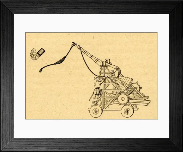 Framed Print : Trebuchet. A Trebuchet siege engine from the 16th century Framed Print : Trebuchet. A Trebuchet siege engine from the 16th century