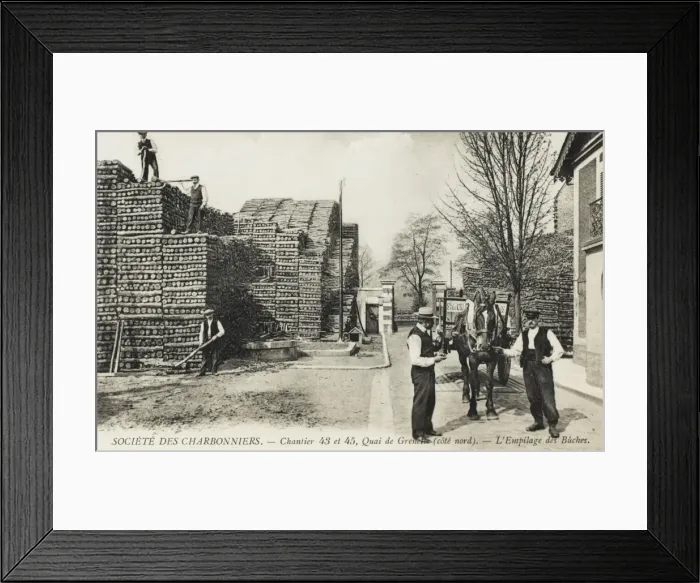 Framed Print : Charcoal production - wood storage, France Framed Print : Charcoal production - wood storage, France