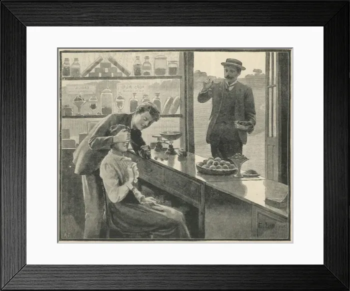 Framed Print : Strawberry Tasting in a Shop Framed Print : Strawberry Tasting in a Shop
