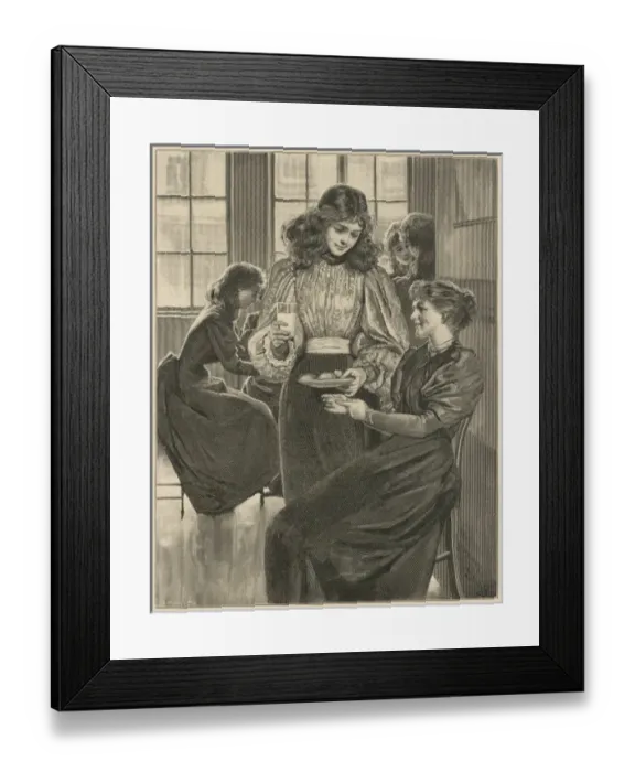 Framed Print : Presenting a woman with milk and cakes Framed Print : Presenting a woman with milk and cakes